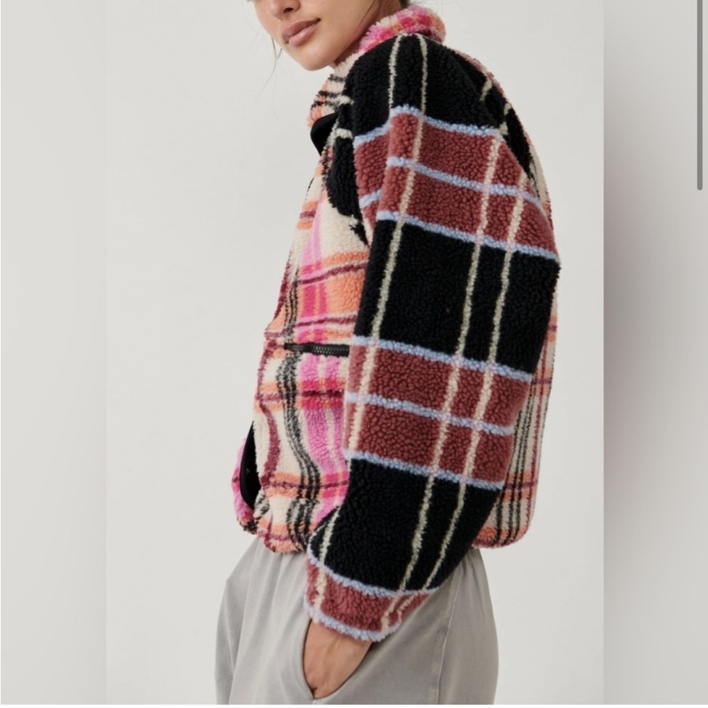NWT Free People FP Movement hit the slopes Fleece Jacket XS Autumn Combo 🧡🩷 - Picture 3 of 5
